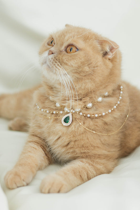 Multilayered Artificial Pearl Handmade Pet Necklace